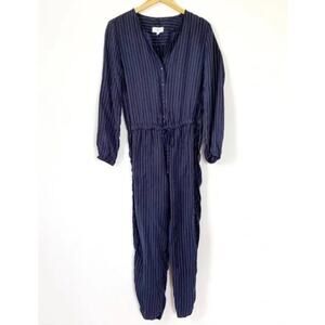 Lou & Grey Navy Pinstripe Button-Front Jumpsuit
